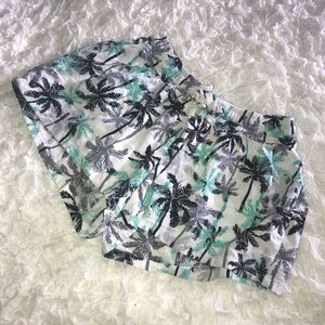 Black and Turquoise Palm tree shorts
